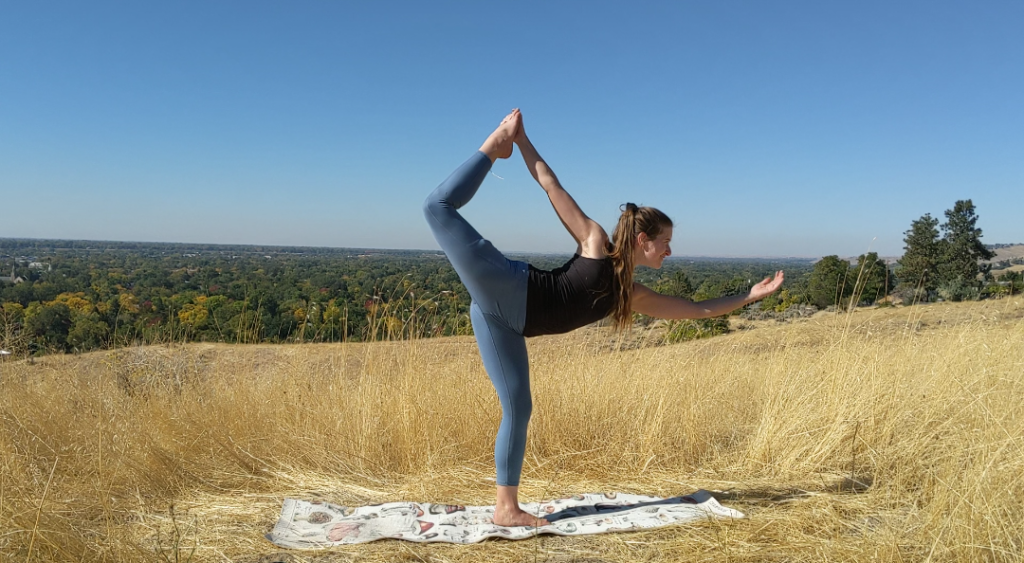 girl doing yoga in nature